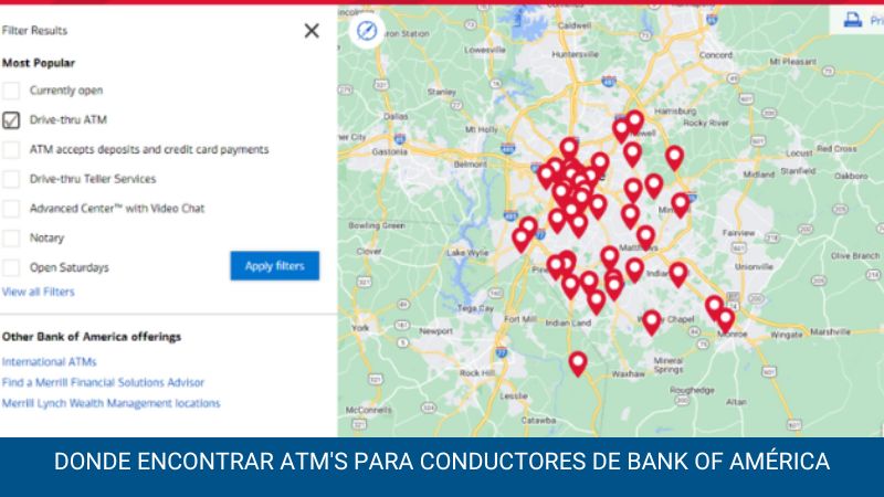 Donde encontrar ATM's para conductores de Bank of américa